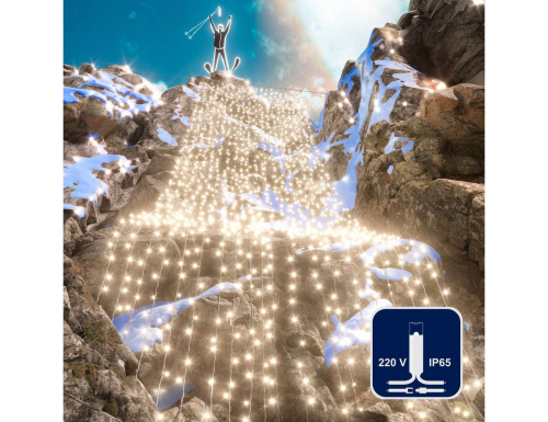 Светодиодная гирлянда Дождь Rich Led Cap 2*9 м, 1200 теплых белых LED ламп, белый ПВХ, соединяемая, IP65, Rich LED