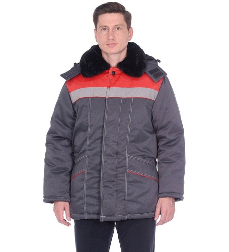 ЯЛ-02-18 Куртка зимняя, р.44-46, рост 170-176, т.серый/красный фото 2