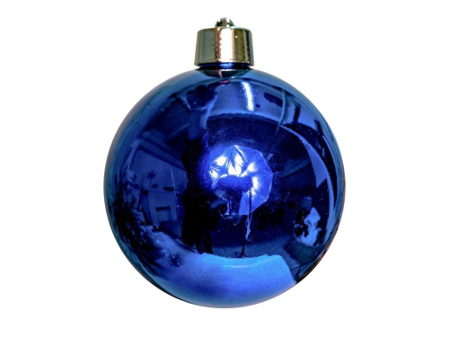 Пластиковый шар, глянцевый, синий, 200 мм, Winter Deco фото 2