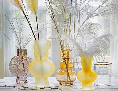 Стеклянная ваза ЛАТТЕ ДОРАТО малая, ручной работы, золотистая матовая, 22 см, Kaemingk (Decoris) фото 2