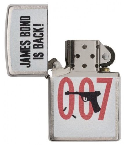 Зажигалка ZIPPO James Bond с покрытием Brushed Chrome, латунь/сталь, серебристая, матовая, 36x12x56, 29563 фото 4
