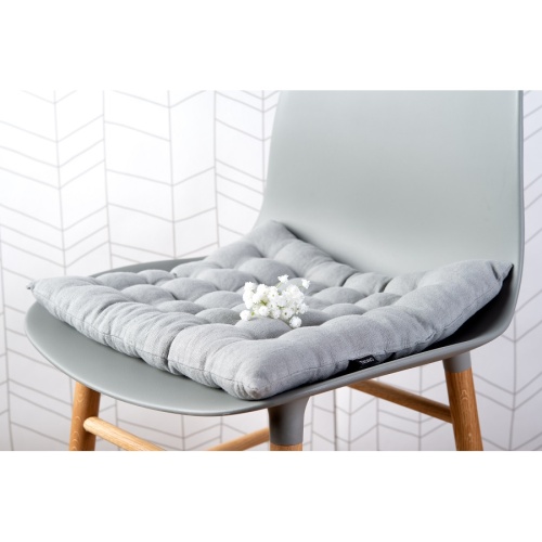 Стеганная подушка на стул из умягченного льна фото 6