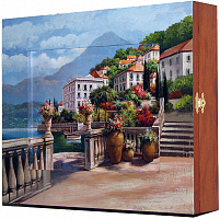 Настенная ключница "T.C. Chiu - Lago di Como II" с подрисовкой на раме