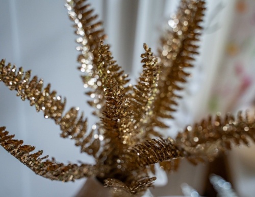 Искусственное растение "Сверкающий папоротник", золотой, EDG фото 2