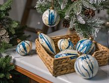 Набор стеклянных шаров и украшений ЗИМНИЙ МУАР, 8-12 см, 12 шт., Winter Deco