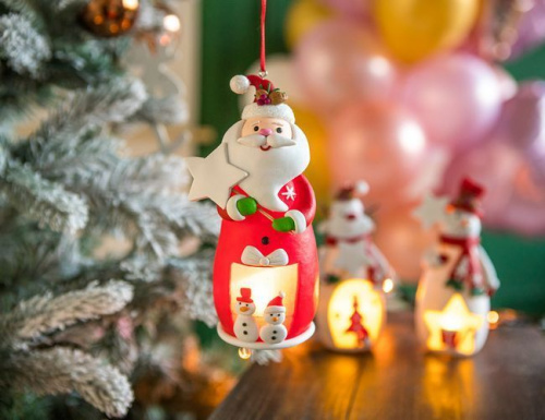 Ёлочная игрушка ОБАЯТЕЛЬНЫЙ САНТА с подсветкой LED-огнями, полирезин, 13 см, подвеска, Forest Market фото 2