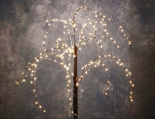 Светящееся дерево МОЛОДАЯ ИВУШКА, коричневая, тёплые белые LED-огни, таймер, уличная, Edelman, Luca фото 2