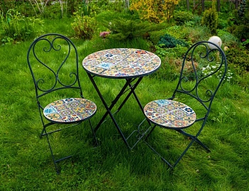 Комплект садовой мебели "Андалусия", металл, мозаика, (стол и 2 стула), Kaemingk