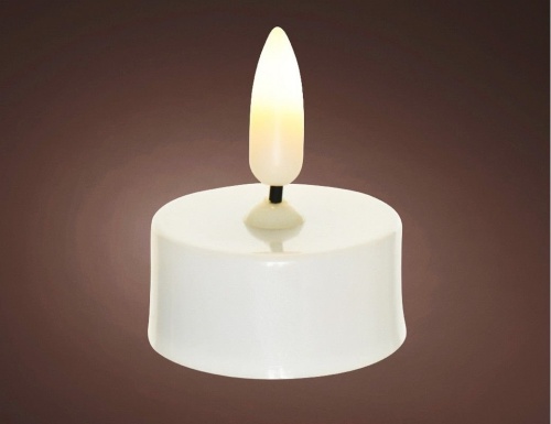 Светодиодные чайные свечи, NATURAL FLAME - mini, белые, LED-огни, мерцающее "живое" пламя, "натуральный фитилёк", 3.8х4.5 см (6 шт.), батарейки, Kaemingk (Lumineo) фото 3