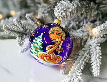 Ёлочный шар ЗМЕЯ - СНЕГУРОЧКА, стекло, фиолетовая, 85 мм, Елочка