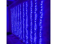 Светодиодный занавес Водопад, 3*2 м, 336 синих LED ламп, прозрачный СИЛИКОН+ПВХ, соединяемый, контроллер, IP54, Rich LED