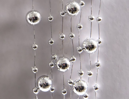 Полиэстеровая проволока с декором "Праздничные нити", серебряная, 180 см, разные модели, Kaemingk фото 3