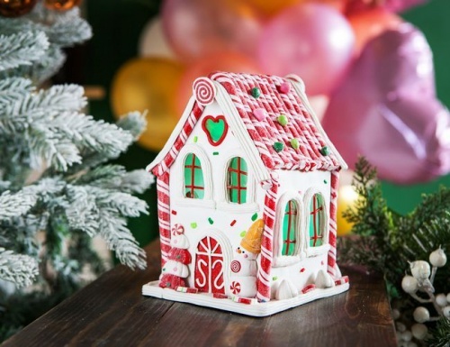Светящаяся миниатюра "Сахарный домик снеговичка" с подсветкой RGB LED-огнями, полирезин, 14х14х20.5 см, Forest Market фото 2