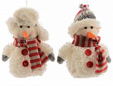 Ёлочная игрушка "Снеговичок в шапке", 8x6x15 см, разные модели, Kaemingk