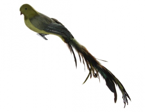 Украшение "Птица оливи" на клипсе, перо, зелёная, 45 см, SHISHI