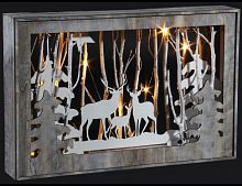 Светящаяся декорация рождественская "Олени в лесу", 10 LED-огней, батарейки, дерево, 37.5х24.5х6 см, STAR trading