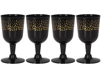 Набор пластиковых бокалов для вина MAGIC PARTY, чёрный, 170 мл (4 шт.), Koopman International