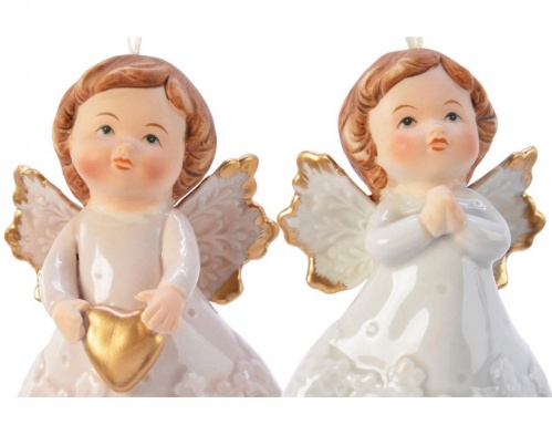Ёлочная игрушка "Малышка-ангелочек", фарфор, 6.2x4.1x9 см, разные модели, Kaemingk фото 2
