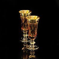 DINASTIA  AMBRA Бокал для шампанского, набор 2 шт, хрусталь янтарный/декор золото 24К