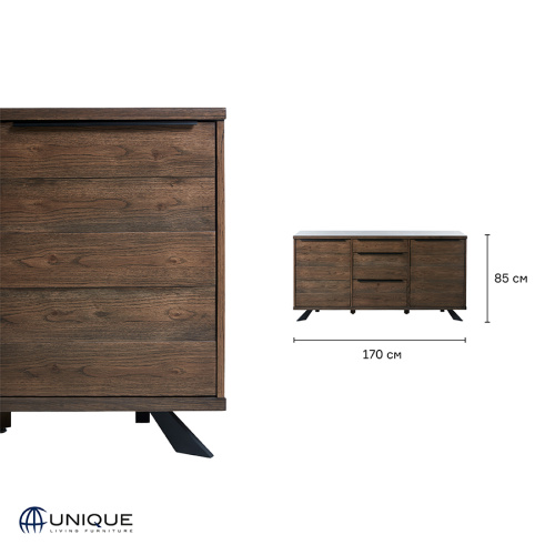 Комод unique furniture, arno, 3 секции, 169,8х45х85 см фото 4