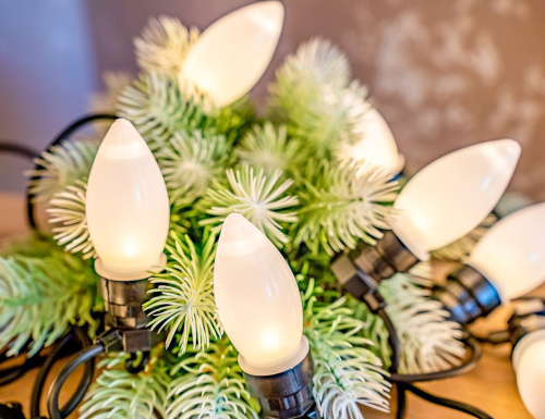 Светодиодная гирлянда из лампочек Party Lights - ШАРМ МИНЬОН, 20 тёплых белых LED-огней, 10 м, коннектор, чёрный провод, уличная, Winter Deco фото 5