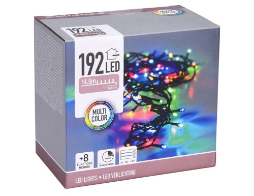 Гирлянда "Цветные капельки" разноцветные LED-огней, 14.4+0.5 м, контороллер, таймер, чёрный провод, батарейки, уличная, Koopman International фото 2