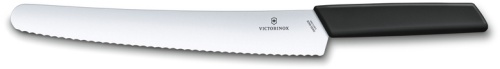 Нож Victorinox для хлеба, лезвие 26 см волнистое, чёрный, в картонном блистере фото 2
