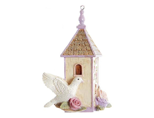 Ёлочная игрушка ГОЛУБКА ТАУБЕ У ДОМИКА, полистоун, 10 см, Kurts Adler