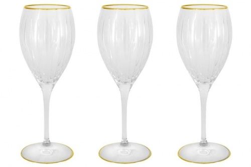 Набор: 6 хрустальных бокалов для вина Пиза золото