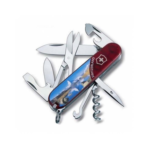 Нож Victorinox Climber Matterhorn, 91 мм, 14 функций, полупрозрачный красный (подар. упак.)