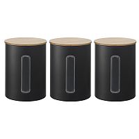 Набор банок для хранения kaffi, 1 л, матовые черные, 3 шт.