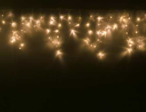 Светодиодная гирлянда Сосульки на батарейке 7*0.5 м, 192 теплых белых LED ламп, белый ПВХ, контроллер, таймер, IP44, Kaemingk фото 4