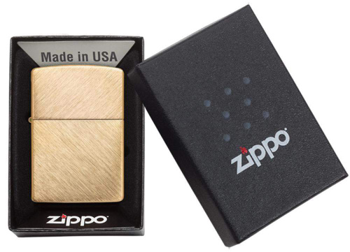 Зажигалка Zippo Classic с покрытием Herringbone Sweep Brass, латунь/сталь, золотистая, матовая, 36x1 фото 2