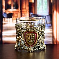 Бокал для виски юбилей 75 лет в деревянной шкатулке