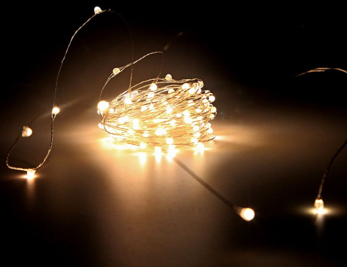 Электрогирлянда МЕРЦАЮЩАЯ НИТЬ (роса), 120 ультра ярких теплых белых mini LED-ламп на серебряной проволоке, 12+1.5 м, контроллер, адаптер 220/12V, уличная, SNOWHOUSE фото 4