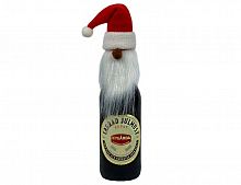 Новогоднее украшение для бутылки "Колпак с бородой" текстиль, красный, 14-15 см, Swerox