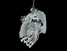 Ёлочное украшение "Ангел с лирой", серебристый, 11.4 см, Forest Market