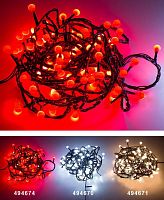 Электрогирлянда "Мультишарики - вишенки", 80 красных LED-огней, 6+5 м, черный провод, контроллер, уличная, Kaemingk