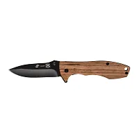 Нож складной Stinger, клинок 80 мм, рукоять: сталь/эбеновое дерево, коричневый