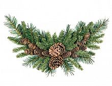 Декоративное украшение "Сваг полумесяц" сосновый с шишками, хвоя - PVC, 90 см, National Tree Company