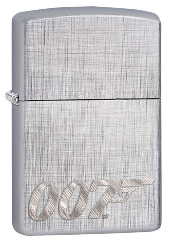 Зажигалка ZIPPO James Bond с покрытием Brushed Chrome, латунь/сталь, серебристая, матовая, 36x12x56, 29562