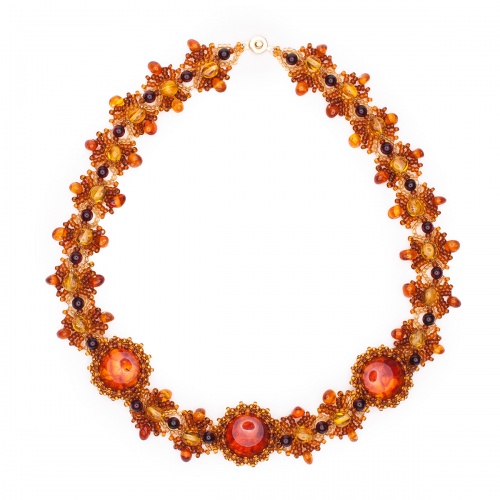 Комплект из натурального янтаря: ожерелье, браслет, 11057-1, 20922-1 фото 2