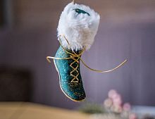 Ёлочная игрушка НАРЯДНЫЙ САПОЖОК, текстиль, 12 см, Due Esse Christmas
