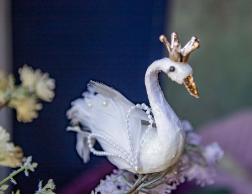 Ёлочная игрушка "Царевна лебедь", перо, на клипсе, 14x5x8.5 см, Kaemingk фото 2