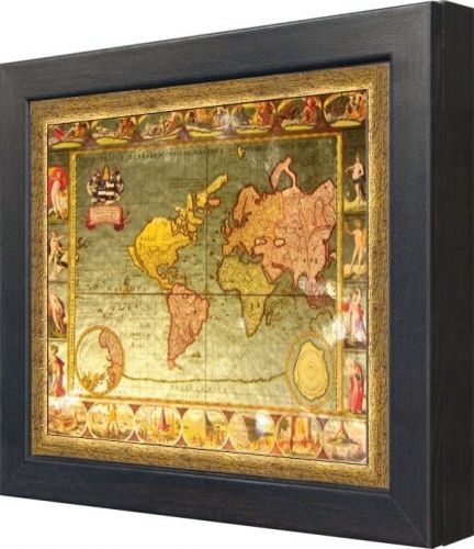 Настенная ключница "Карта мира (тиснение – золото)"