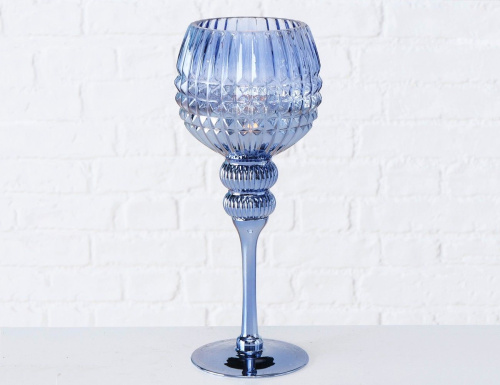 Подсвечники бокалы BEAUTY BLUE, стекло, голубые, 30-40 см (3 шт.), Boltze фото 5