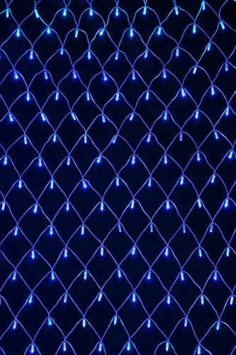 Электрогирлянда "Мерцающая сетка" 320 синих LED огней, мерцание - хододное белое, 1,9х1,6 м+1,5 м, коннектор, черный каучуковый провод, уличная, SNOWHOUSE