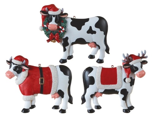 Ёлочная игрушка "Новогодняя коровка", полистоун, 10.5 см, Kurts Adler фото 2