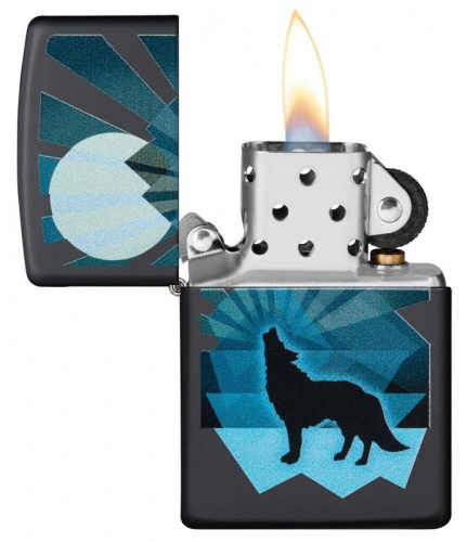 Зажигалка Zippo Wolf and Moon Desi с покрытием Black Matte, латунь/сталь, чёрная, матовая, 36x12x56 фото 6