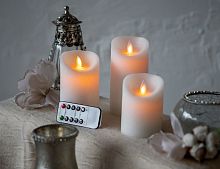 Набор восковых свечей "Мерцающие", тёплые белый LED-огни, колышущееся пламя, (набор 3 шт.),таймер, диммер, ПДУ, Peha Magic